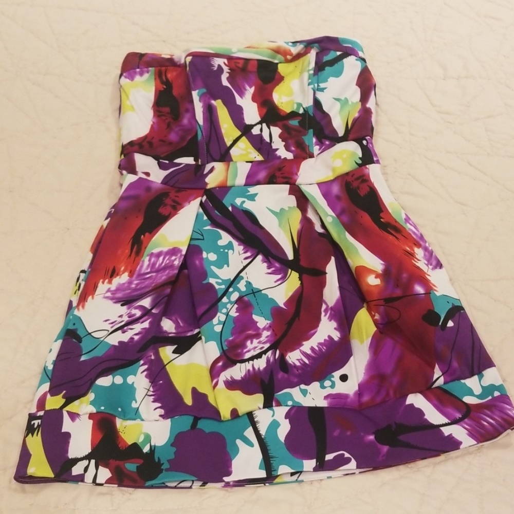 Speechless Multicolored Strapless Mini Dress
